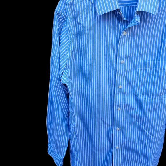 Croft&Barrow Men's Blue and White Striped Dress Shirt Size 15 1/2 - Picture 5 of 16